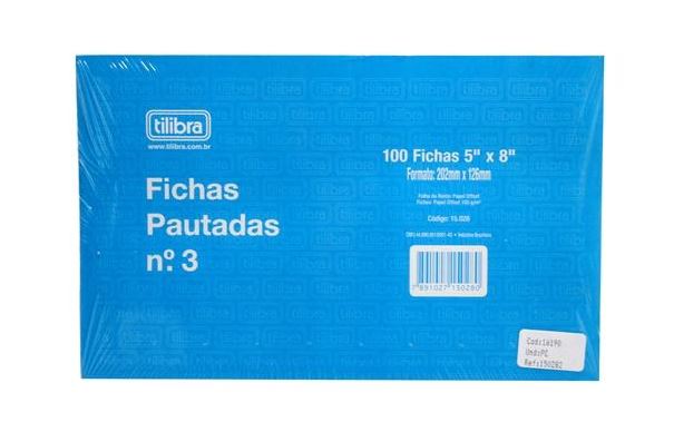  FICHA PAUTADA 5X8 N.3 PCT/100 TILIBRA  