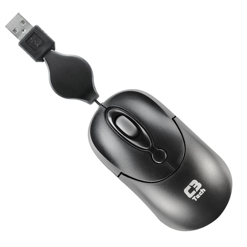  MOUSE MINI RETRTIL PRETO USB C3 TECH MS3208 